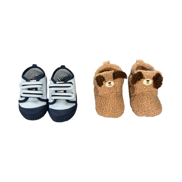 Wonder Nation Baby Boy Shoes Size 4 Bundle Blue Canvas Sneakers  Sherpa Boots - Picture 2 of 10